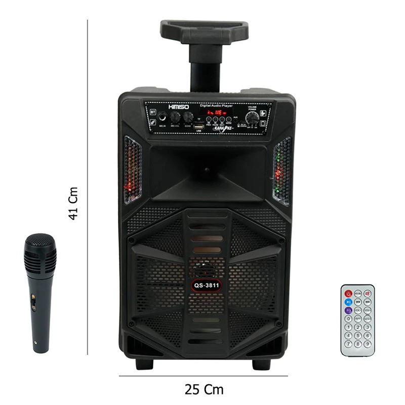 اسپیکر چمدانی بلوتوثی رم و فلش خور Kimiso QS-3811 + میکروفون و ریموت کنترل