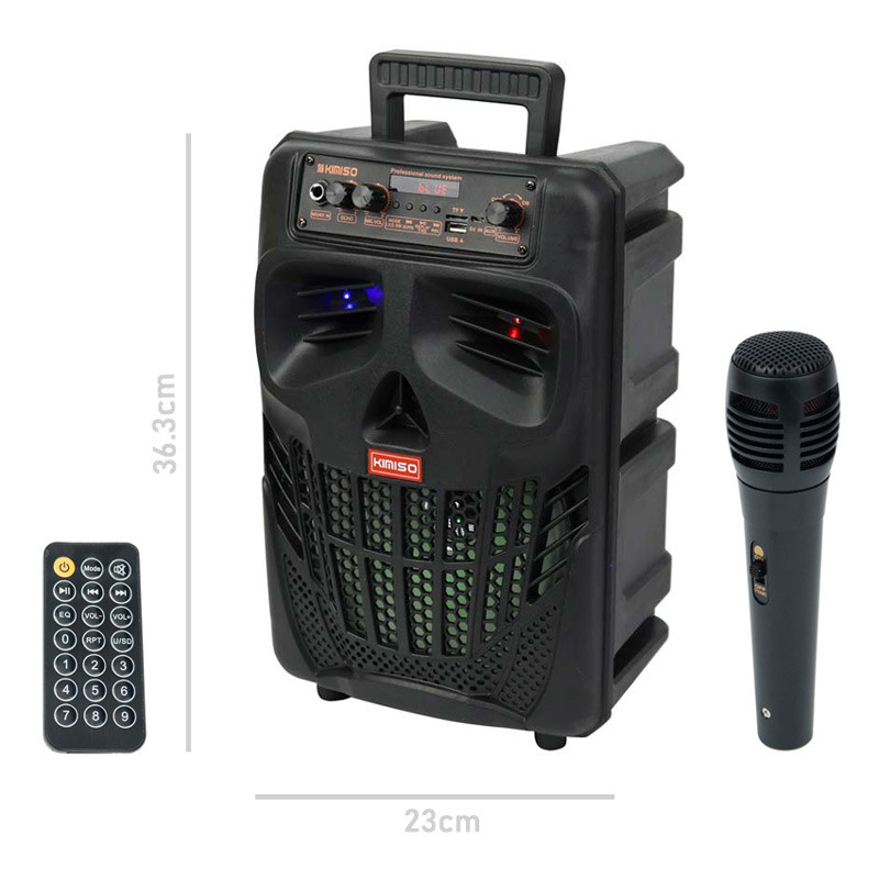 اسپیکر چمدانی بلوتوثی رم و فلش خور Kimiso QS-7801 + میکروفون و ریموت کنترل