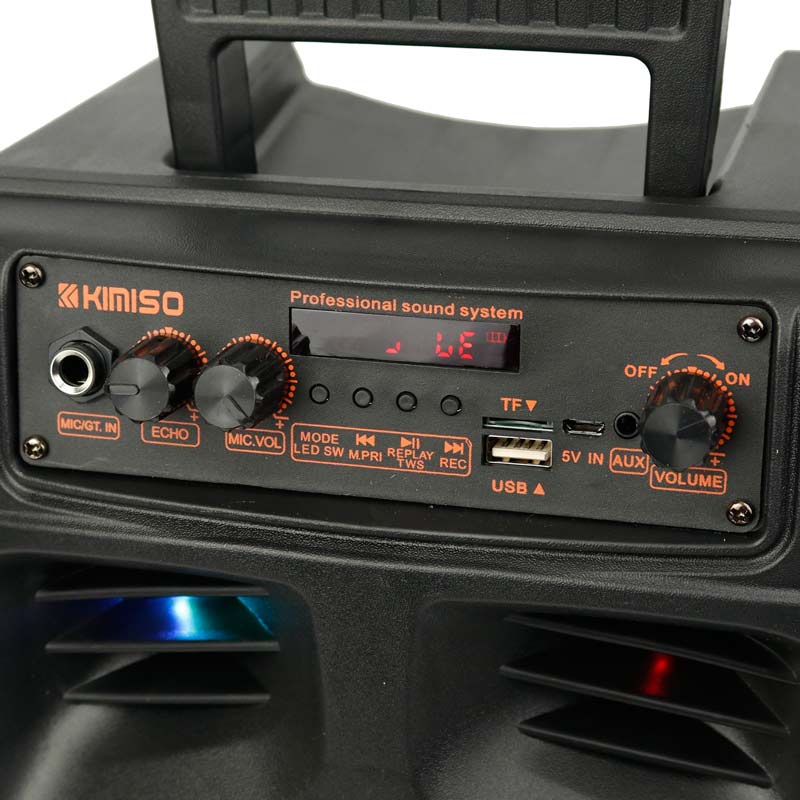 اسپیکر چمدانی بلوتوثی رم و فلش خور Kimiso QS-7801 + میکروفون و ریموت کنترل