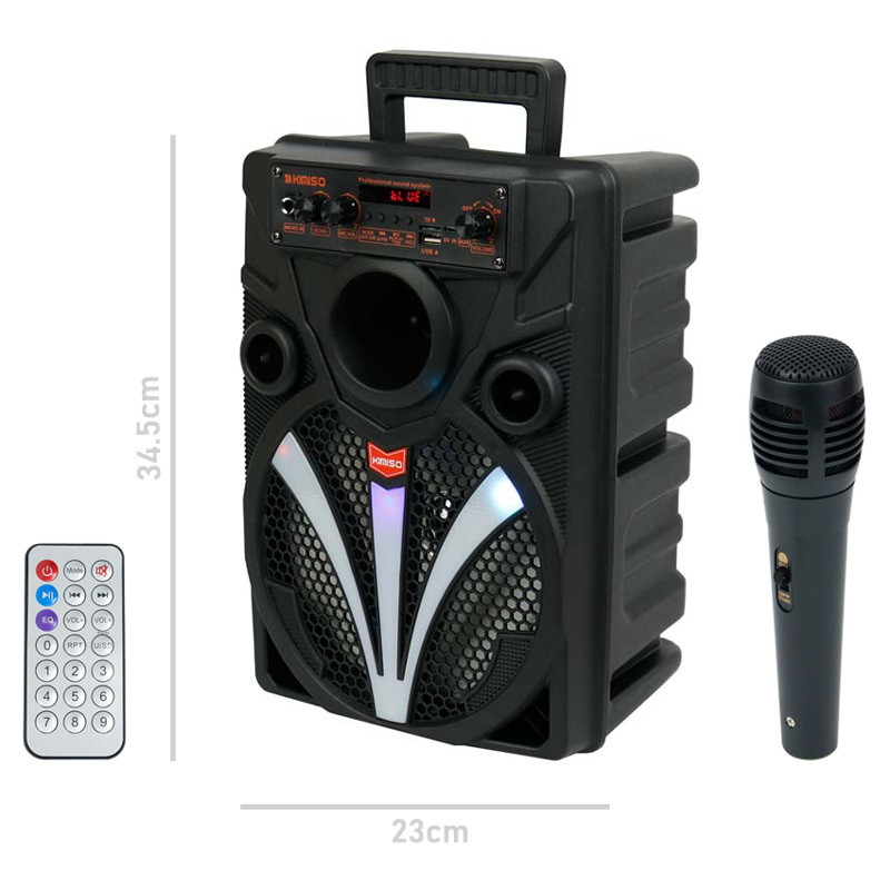 اسپیکر چمدانی بلوتوثی رم و فلش خور Kimiso QS-7806 + میکروفون و ریموت کنترل