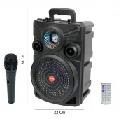 اسپیکر چمدانی بلوتوثی رم و فلش خور Kimiso QS-7808 + میکروفون و ریموت کنترل