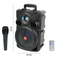 اسپیکر چمدانی بلوتوثی رم و فلش خور Kimiso QS-7808 + میکروفون و ریموت کنترل