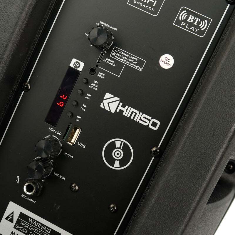 اسپیکر چمدانی بلوتوثی رم و فلش خور Kimiso QS-812 + میکروفون و ریموت کنترل