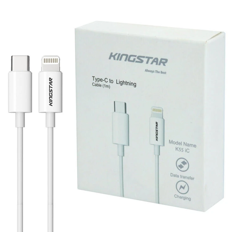 کابل تبدیل فست شارژ KingStar K55 IC Type-C to Lightning 3A QC3 1m