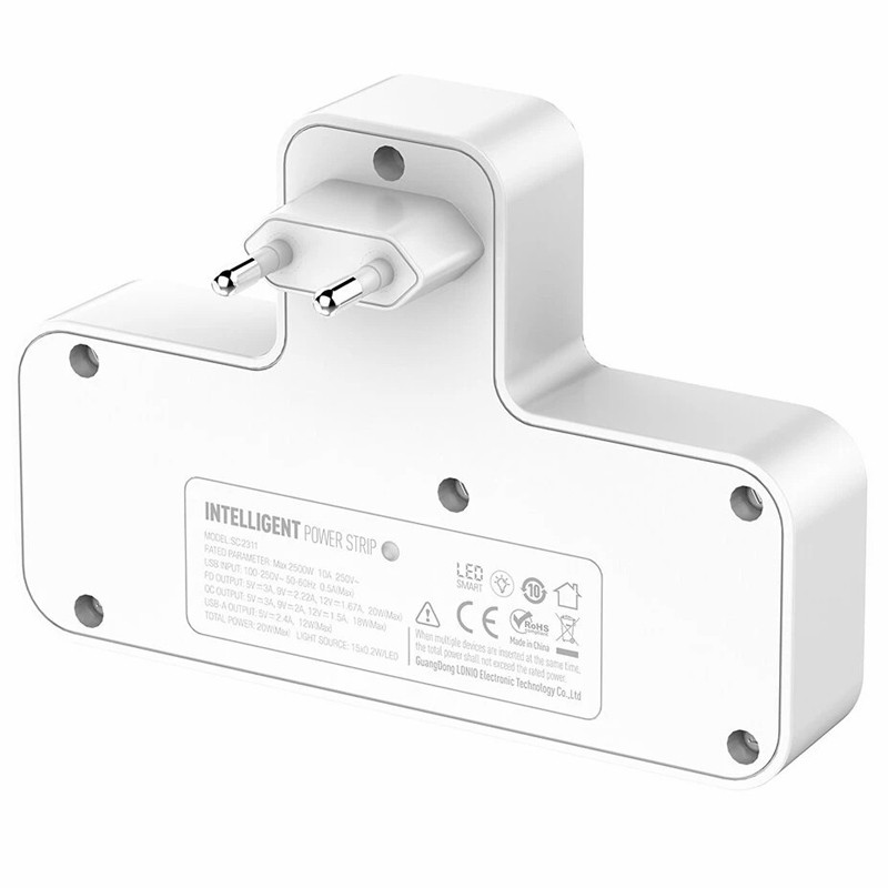 چند راهی 2 خانه برق الدینیو SC2311 + شارژر USB و Type-C