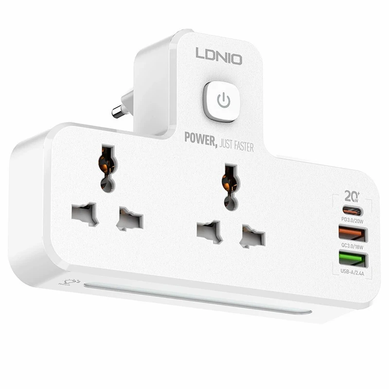 چند راهی 2 خانه الدینیو SC2311 + شارژر USB و Type-C