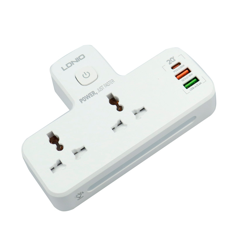 چند راهی 2 خانه برق الدینیو SC2311 + شارژر USB و Type-C