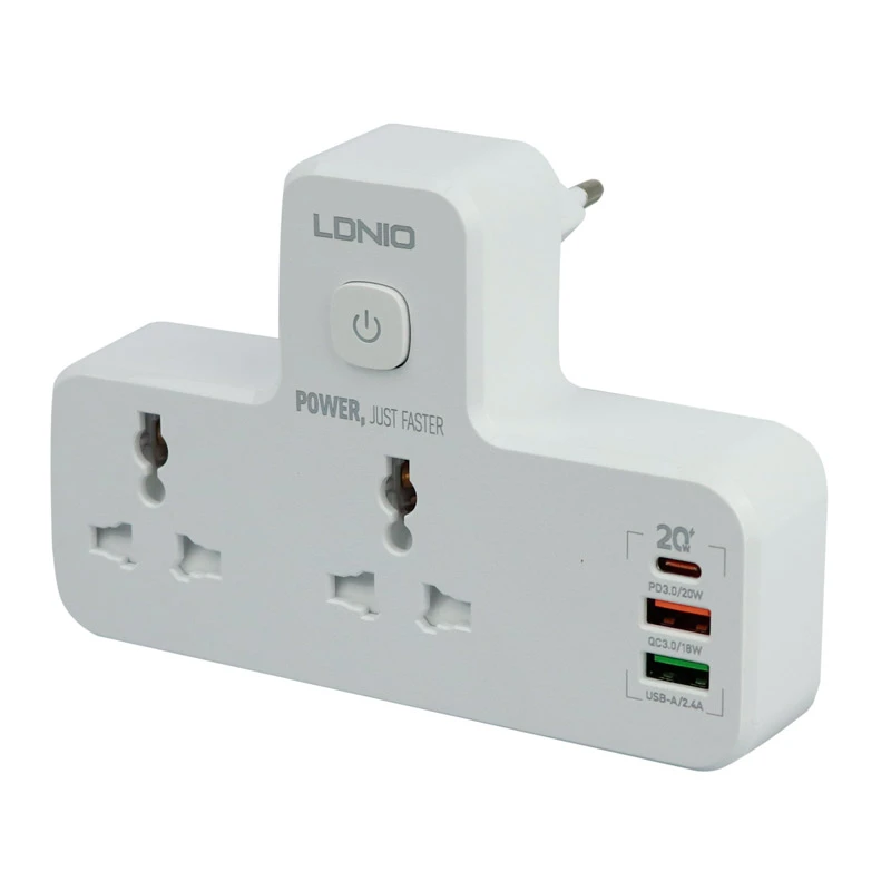 چند راهی 2 خانه الدینیو SC2311 + شارژر USB و Type-C