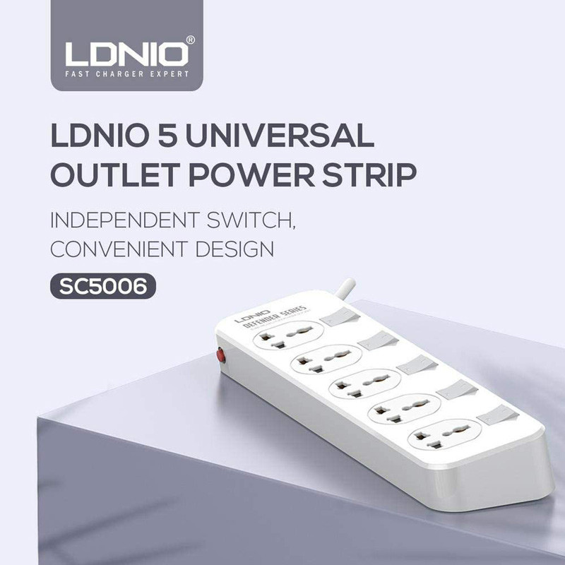 چند راهی 5 خانه برق الدینیو LDNIO SC5006 با کابل 2 متری