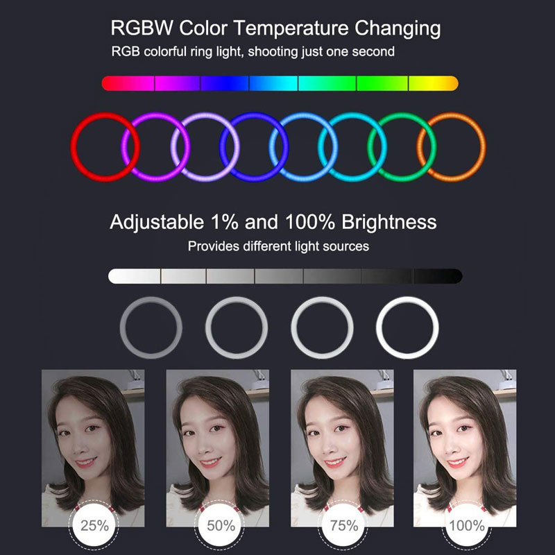 رینگ لایت پایه دار 13 اینچ RGB LED MJ30