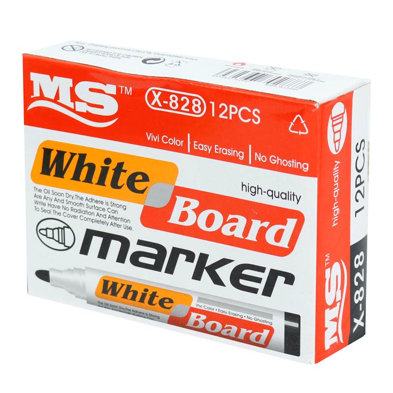 ماژیک وایت برد ام اس نوک گرد رنگی MS X-828 بسته 12 عددی