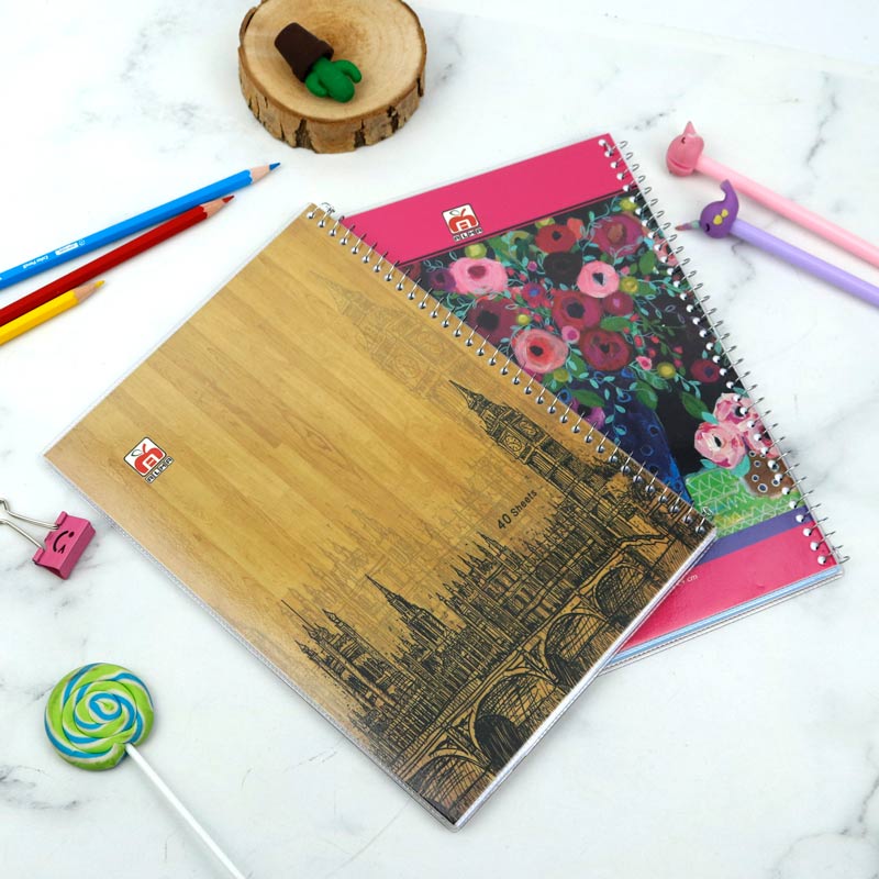 دفتر سیمی 40 برگ طرح کلاسیک نهال آلما کد 7412