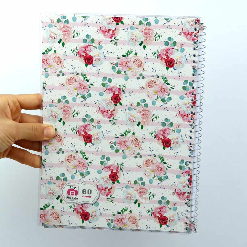 دفتر سیمی 60 برگ طرح گل Nahal Alma کد 7696