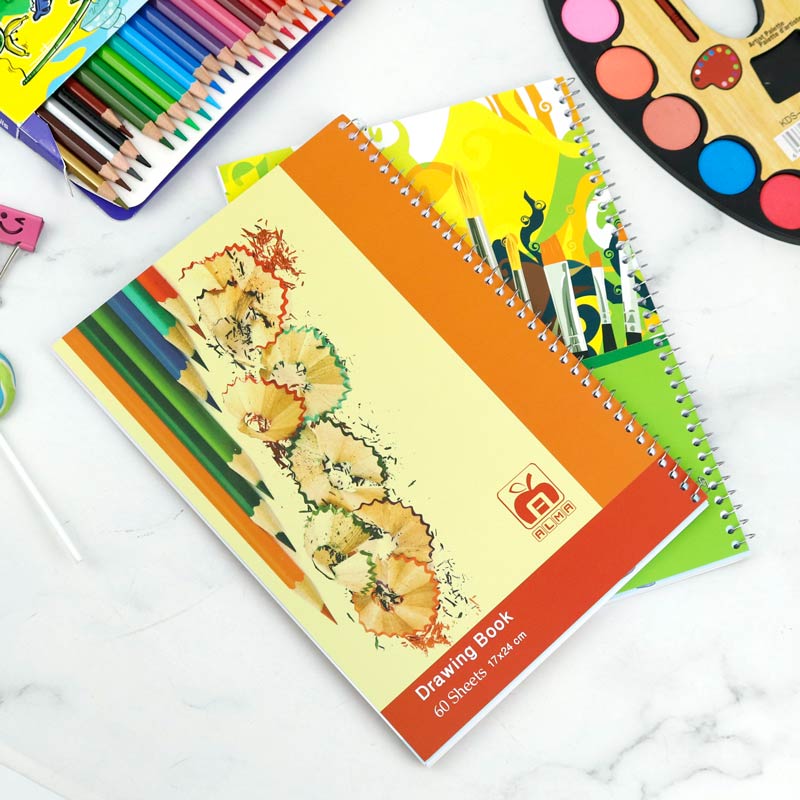 دفتر نقاشی سیمی 60 برگ طرح کلاسیک Nahal Alma کد 7652