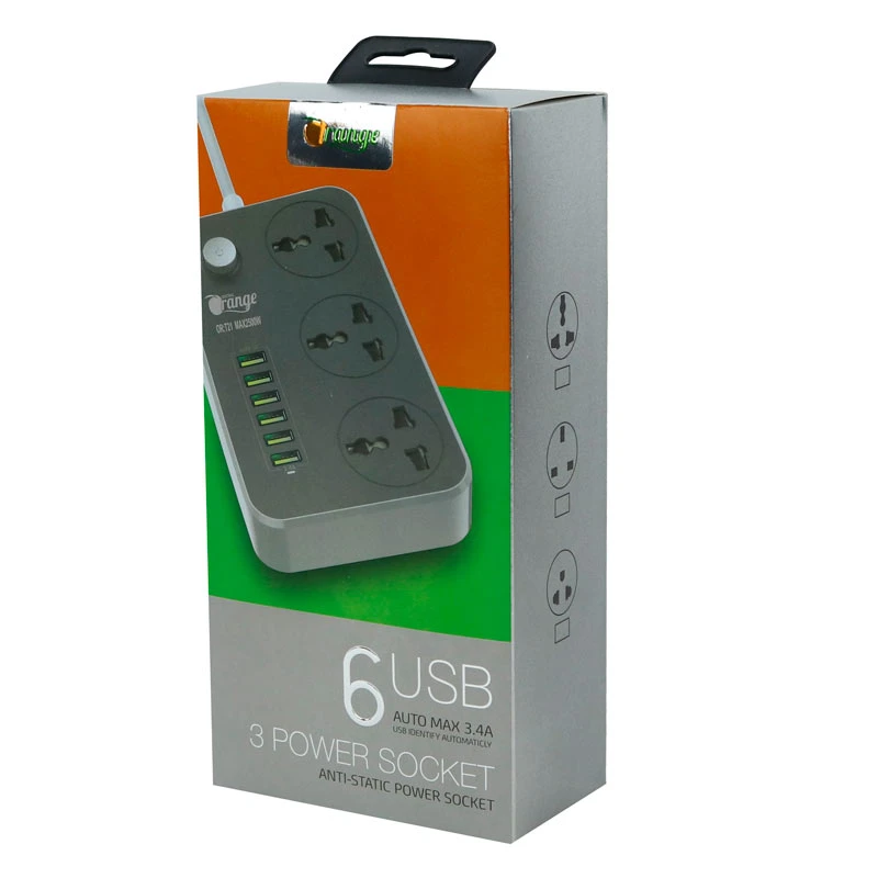 چند راهی 3 خانه اورنج OR-T21 با کابل 2 متری + شارژر USB