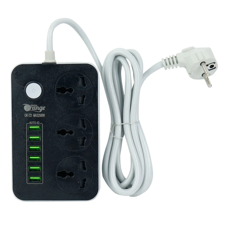 چند راهی 3 خانه اورنج OR-T21 با کابل 2 متری + شارژر USB
