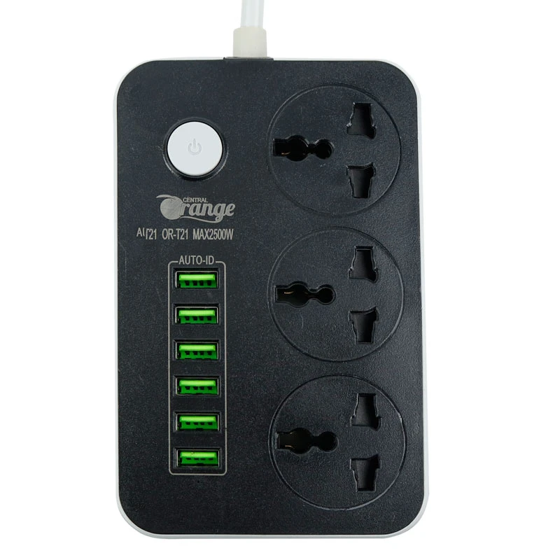 چند راهی 3 خانه اورنج OR-T21 با کابل 2 متری + شارژر USB