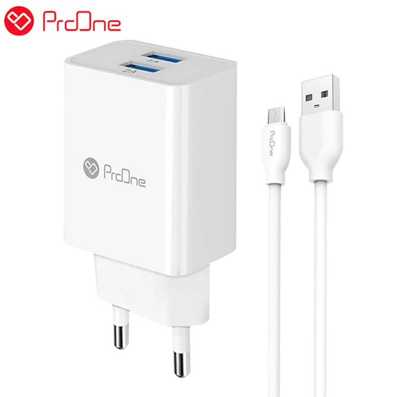 شارژر دیواری ProOne PWC525 2Port 3A 15W + کابل میکرو یو اس بی