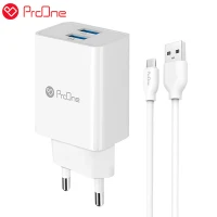 شارژر دیواری ProOne PWC525 2Port 3A 15W + کابل میکرو یو اس بی
