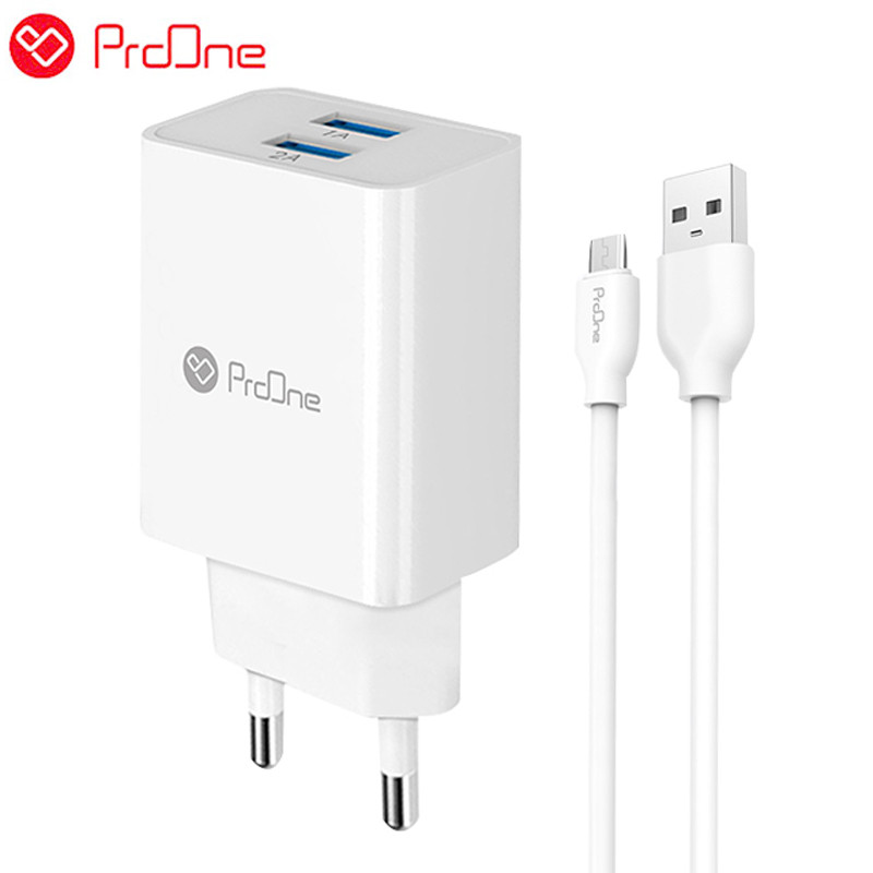 شارژر دیواری ProOne PWC525 2Port 3A 15W + کابل میکرو یو اس بی