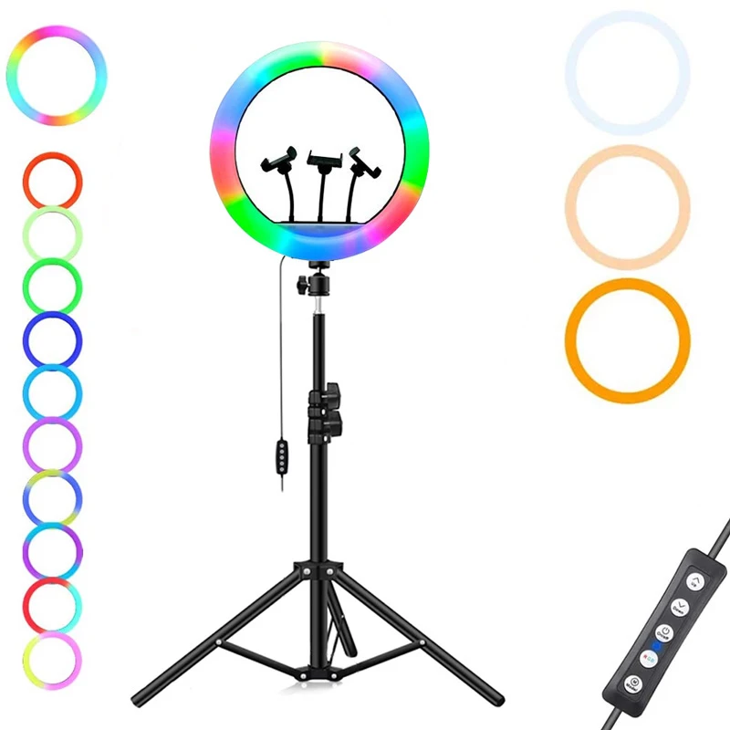 رینگ لایت پایه دار 13 اینچ RGB LED CXB-RGB350