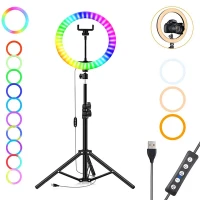 رینگ لایت پایه دار 10 اینچ RGB LED CXB-RGB260