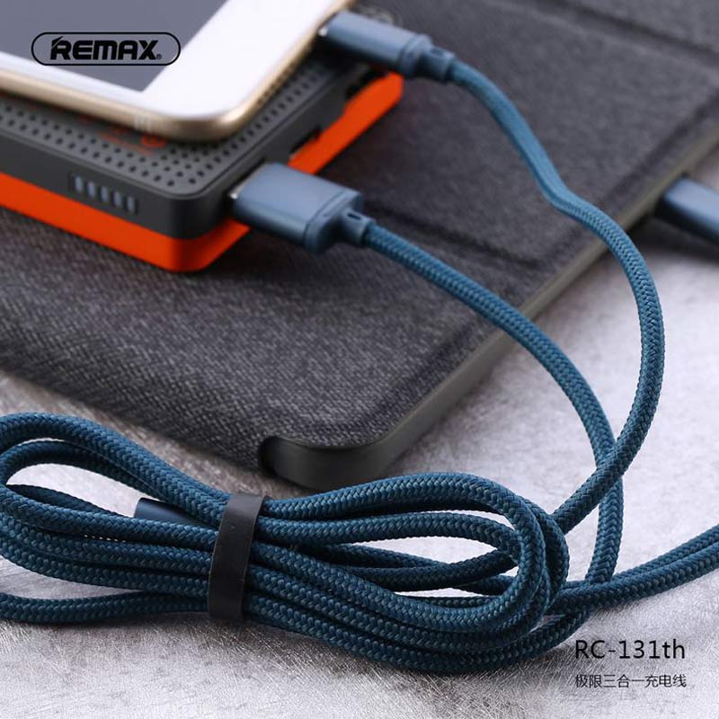 کابل 3 سر فست شارژ Remax RC-131th 2.8A 1.15m