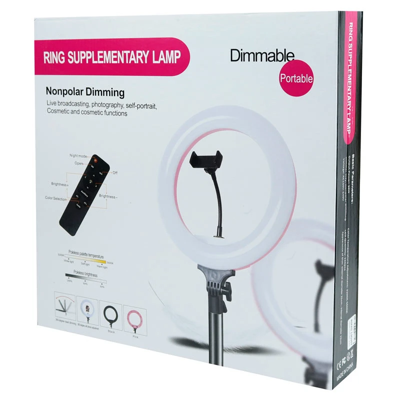 رینگ لایت پایه دار 12 اینچ Dimmable Portable