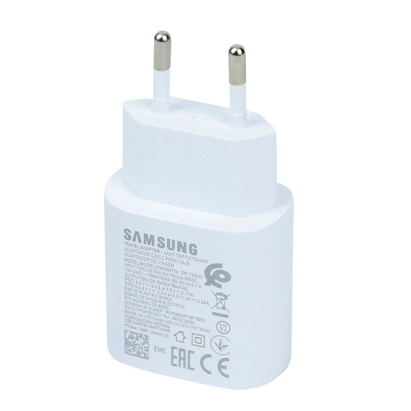شارژر دیواری فست شارژ اصلی Samsung Note 10 EP-TA800 3A PD 25W + کابل تبدیل تایپ سی