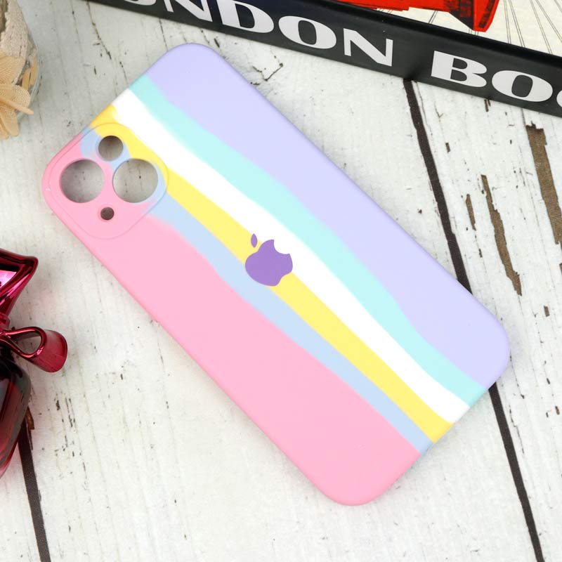 قاب محافظ لنزدار سیلیکونی اورجینال رنگین کمانی iPhone 13 سری B