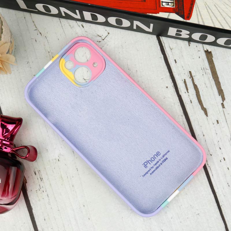 قاب محافظ لنزدار سیلیکونی اورجینال رنگین کمانی iPhone 13 سری B