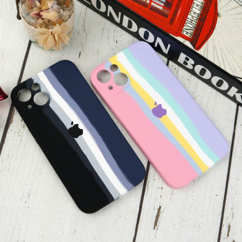 قاب محافظ لنزدار سیلیکونی اورجینال رنگین کمانی iPhone 13 سری B