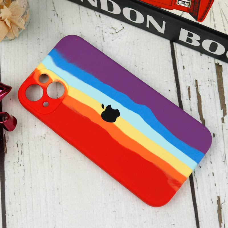 قاب محافظ لنزدار سیلیکونی اورجینال رنگین کمانی iPhone 13 سری B