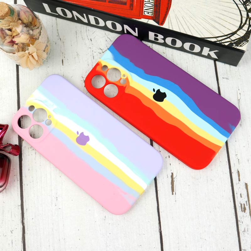 قاب سیلیکونی اورجینال رنگین کمانی محافظ لنزدار iPhone 13 Pro Max