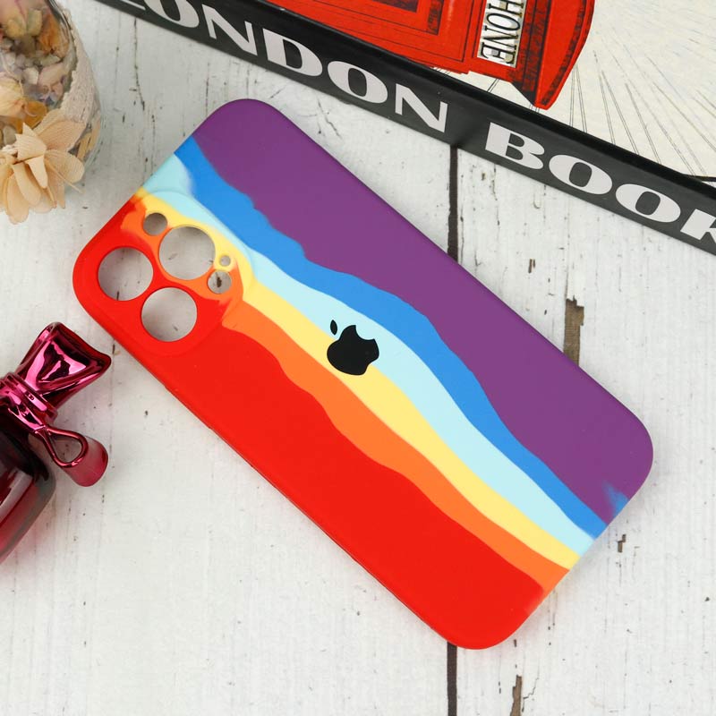 قاب سیلیکونی اورجینال رنگین کمانی محافظ لنزدار iPhone 13 Pro Max