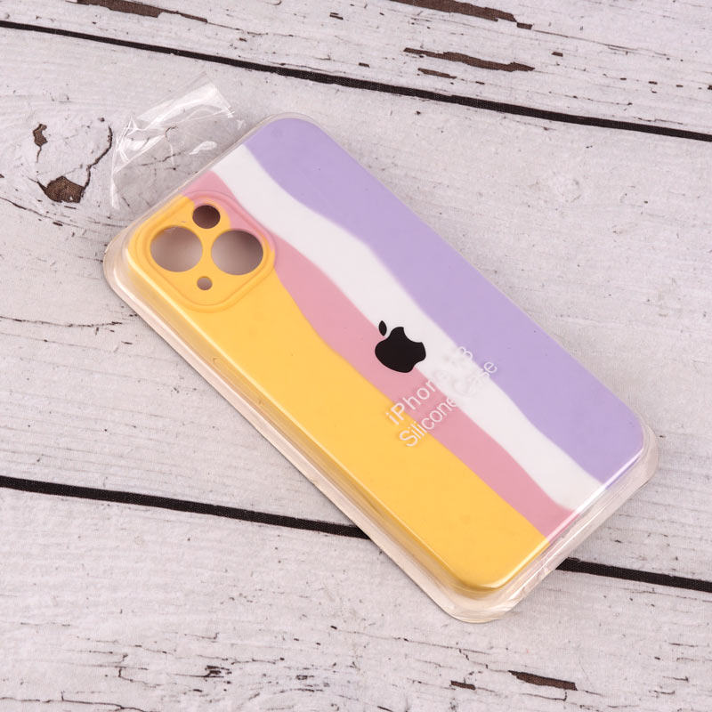 قاب محافظ لنزدار سیلیکونی اورجینال رنگین کمانی iPhone 13 سری B