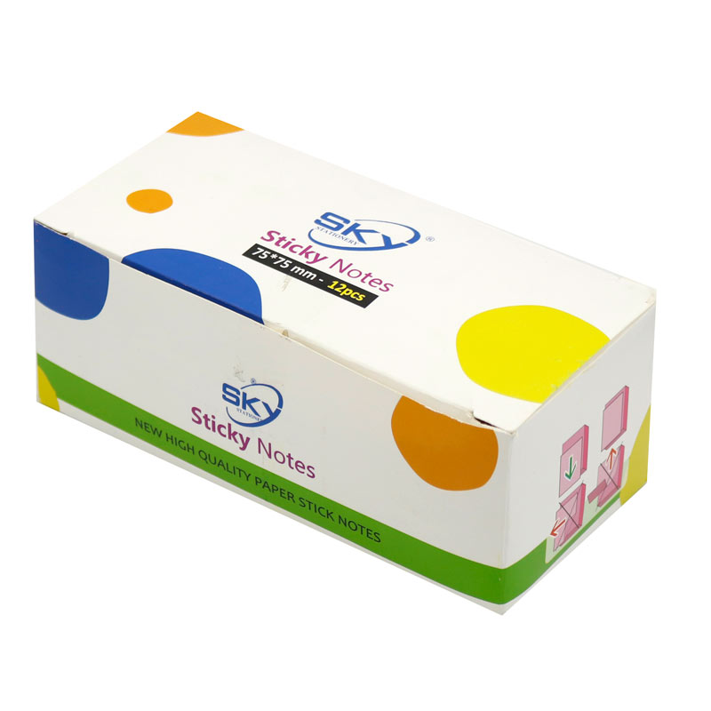 کاغذ یادداشت چسب دار Sky Sticky Note 7.5*7.5cm بسته 12 عددی