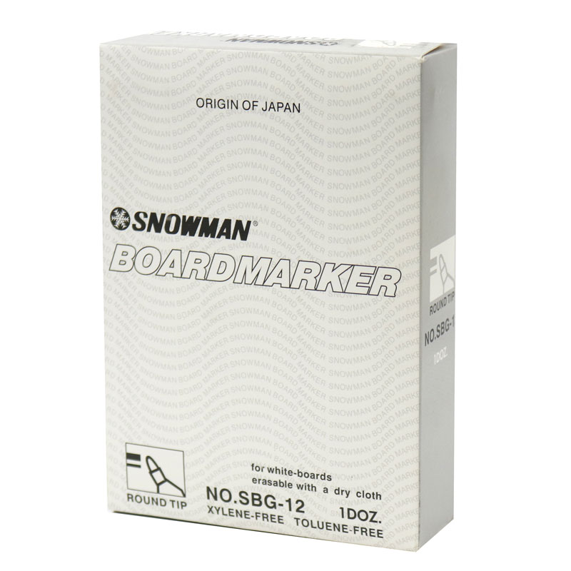 ماژیک وایت برد نوک گرد رنگی Snowman SBG-12 بسته 12 عددی