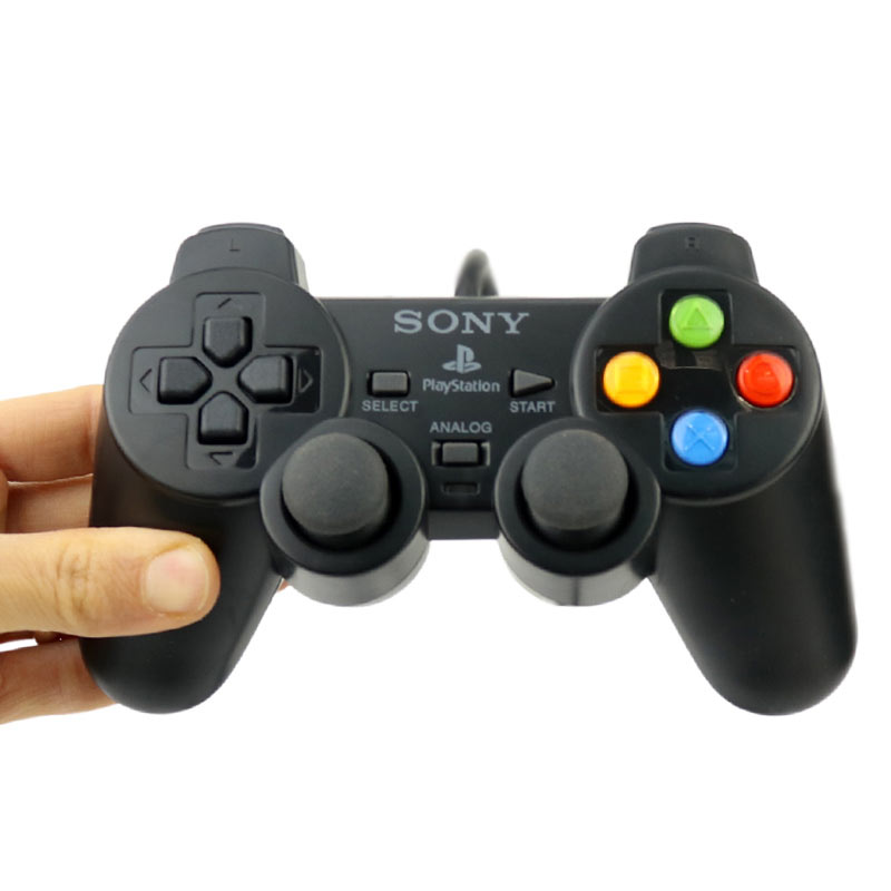 دسته بازی تک شوکدار Sony PS2 دکمه رنگی پک دار
