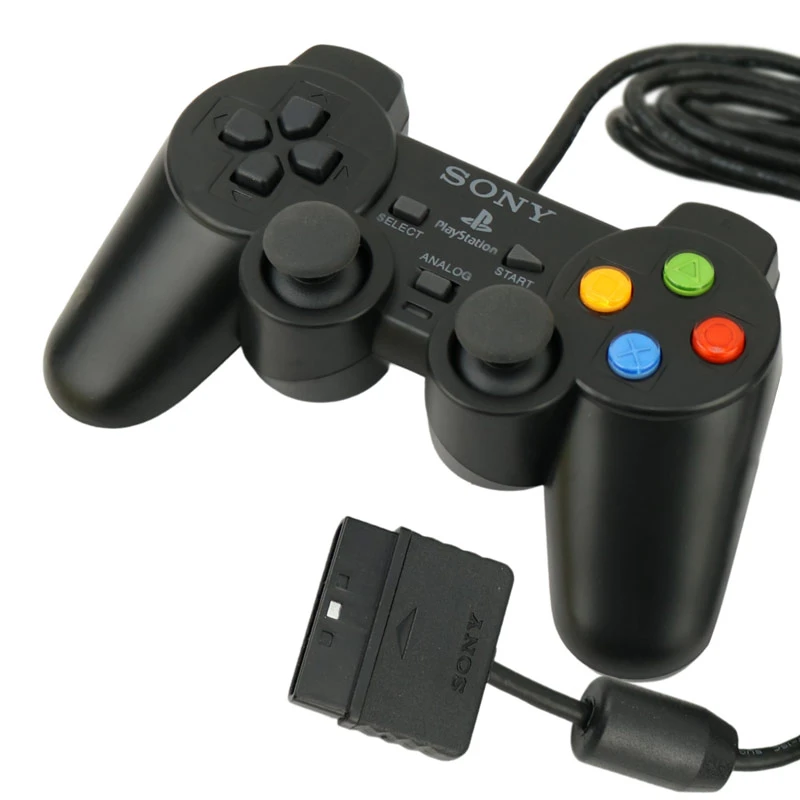دسته بازی تک شوکدار Sony PS2 دکمه رنگی پک دار