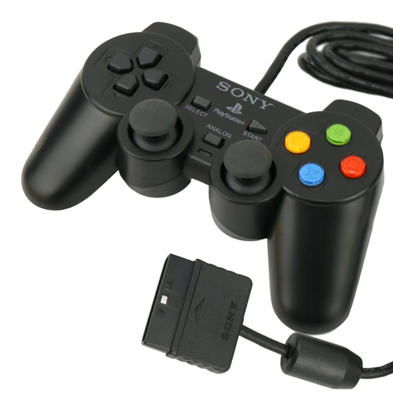 دسته بازی تک شوکدار Sony PS2 دکمه رنگی پک دار