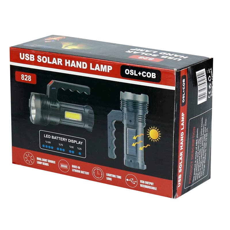چراغ قوه شارژی خورشیدی 828 USB Solar