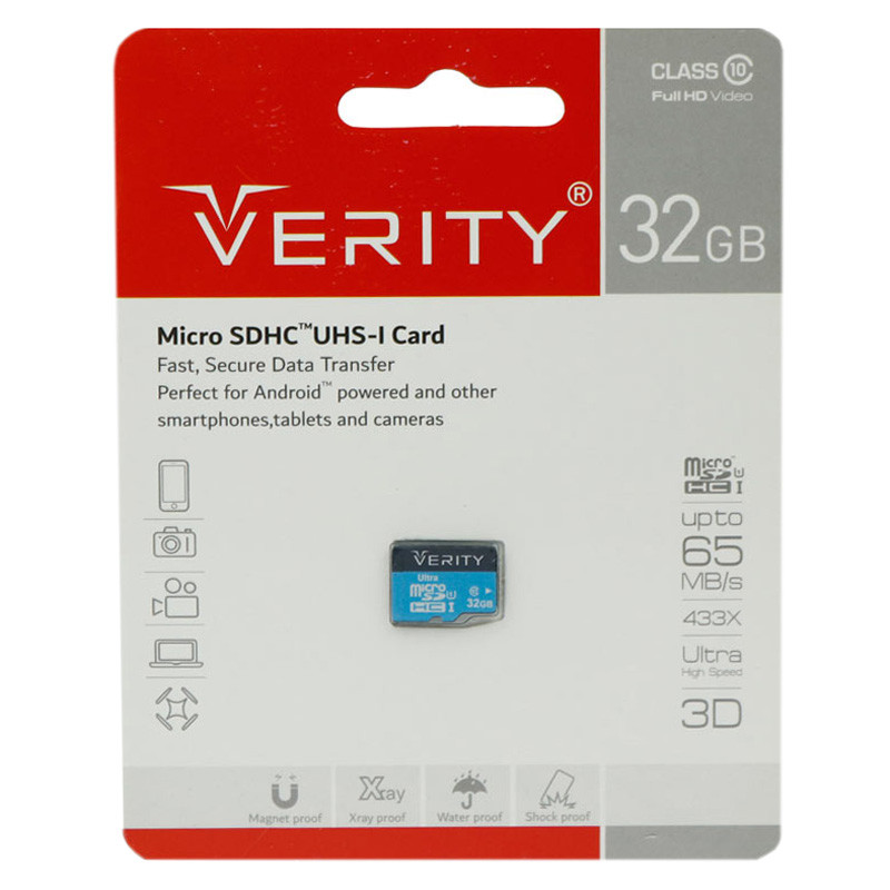 رم میکرو 32 گیگ وریتی Verity 433X U1 C10 65MB/s
