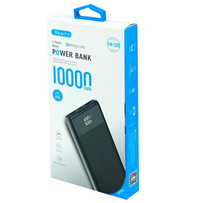 پاوربانک فست شارژ 10000 وریتی Verity V-PA-123PD QC3 PD 18W