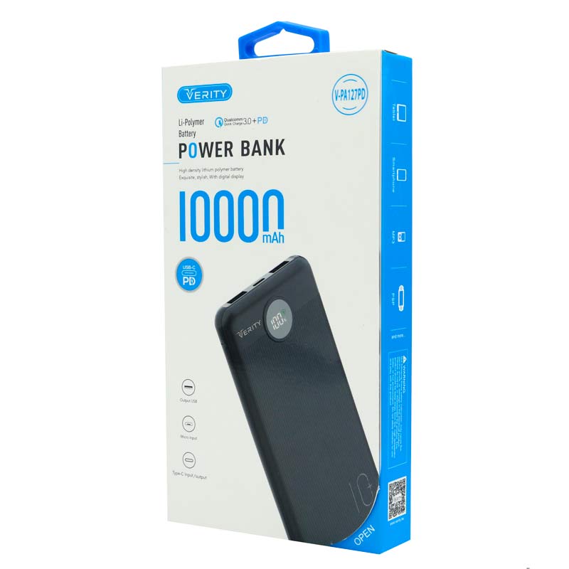 پاوربانک فست شارژ 10000 وریتی Verity V-PA127PD QC3 PD 18W