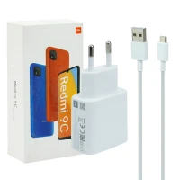 شارژر دیواری Xiaomi Redmi 9C 2A 10W سرجعبه + کابل میکرو یو اس بی و جعبه گوشی