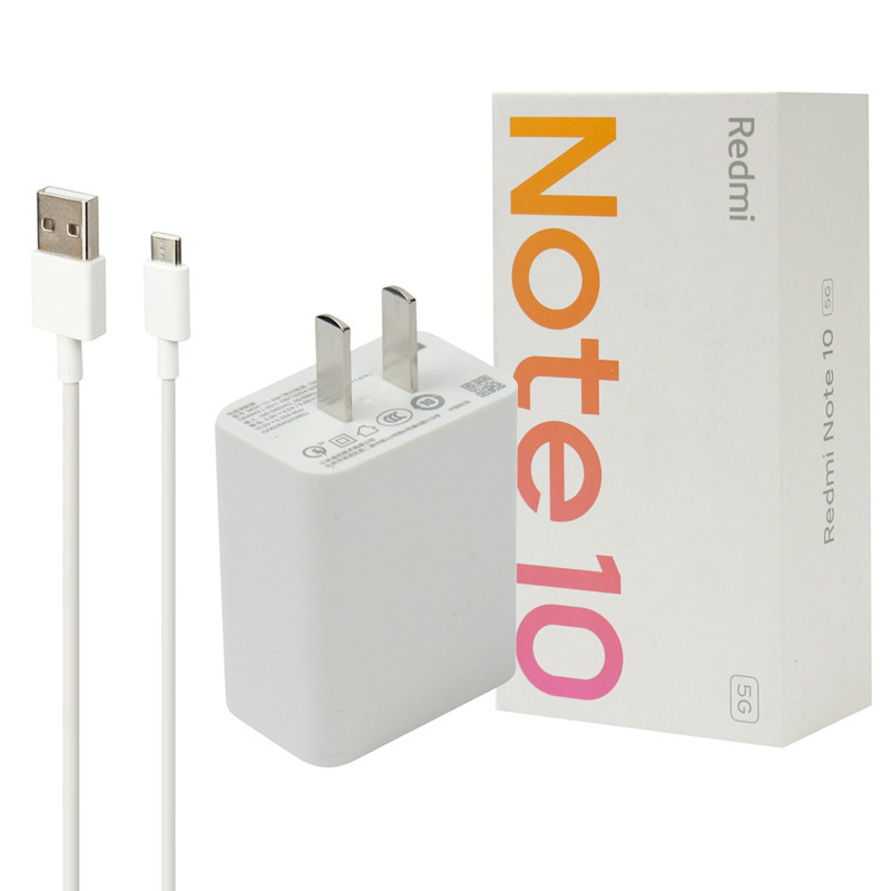 شارژر دیواری فست شارژ Xiaomi Redmi Note 10 3A QC3 PD 22.5W سرجعبه + کابل Type-C و جعبه گوشی
