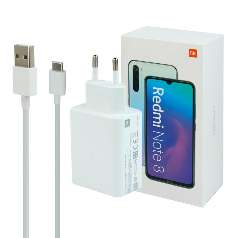 شارژر دیواری Xiaomi Redmi Note 8 2A 10W سرجعبه + کابل Type-C و جعبه گوشی