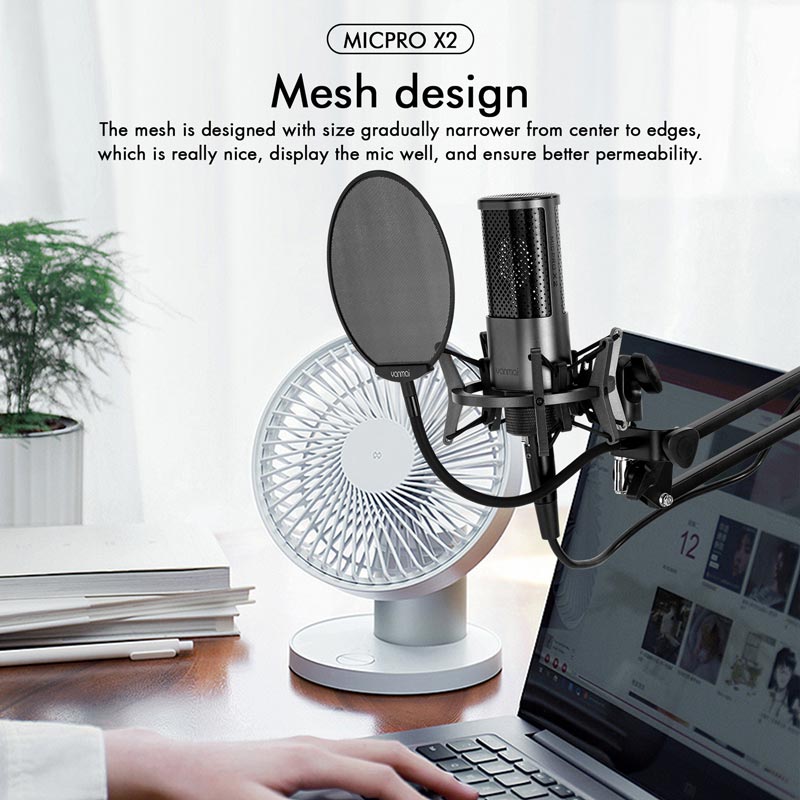 میکروفون کندانسور و پایه لرزشگیر Yanmai Micpro X2 + پاپ فیلتر