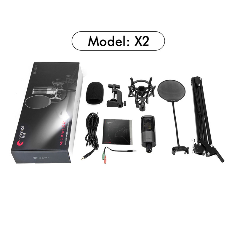 میکروفون کندانسور و پایه لرزشگیر Yanmai Micpro X2 + پاپ فیلتر